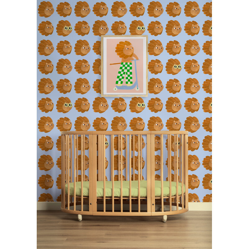Meet Me at the Wall-collectie Kinderbehang Lion head - Blue - Aniek Bartels
