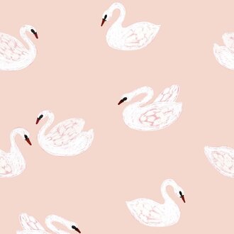 Meet Me at the Wall Kinderbehang Swans - Soft pink - Joelle Wehkamp