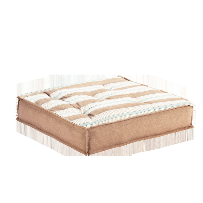 Madam Stoltz-collectie Striped cotton sitting pad Old rose, white, light blue, grey