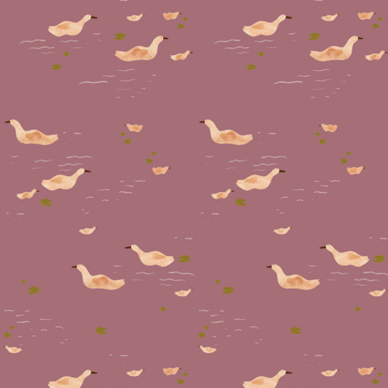 Meet Me at the Wall-collectie Behang Ducks Mauve - Lotte Dirks