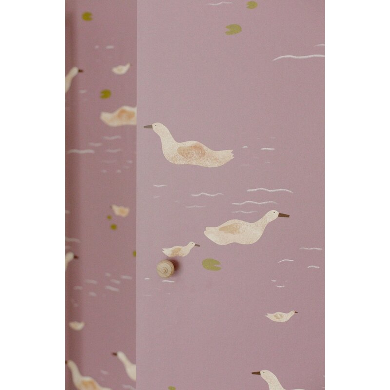 Meet Me at the Wall-collectie Behang Ducks Mauve - Lotte Dirks