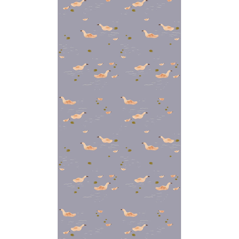 Meet Me at the Wall-collectie Behang  Ducks Smokey Periwinkle - Lotte Dirks