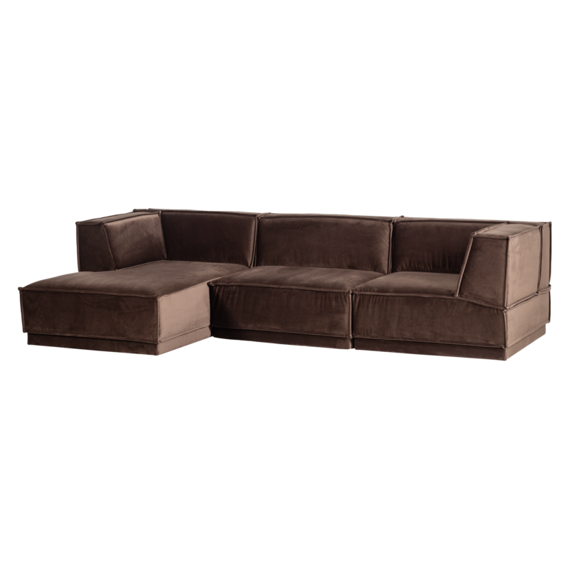 WOOOD-collectie Manu Chaise Longue Bank Links Velvet Bruin [Fsc]