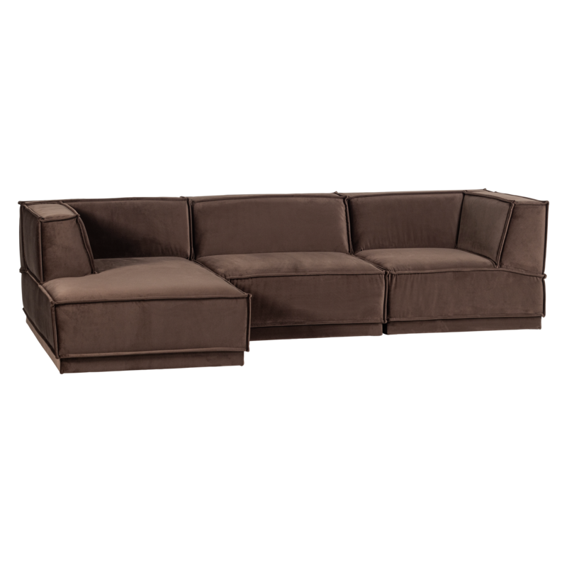 WOOOD-collectie Manu Chaise Longue Bank Links Velvet Bruin [Fsc]