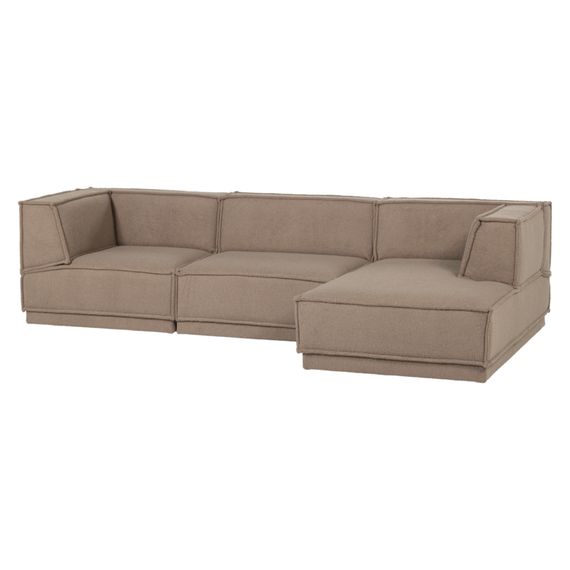 WOOOD-collectie Manu Chaise Longue Bank Rechts Teddy Taupe [Fsc]