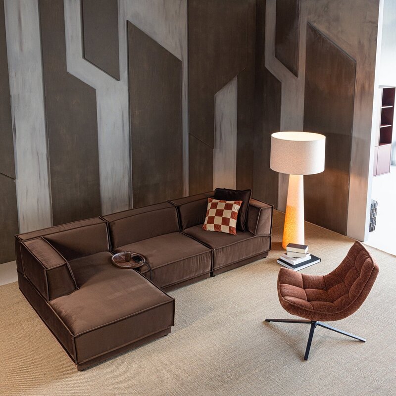 WOOOD-collectie Manu Chaise Longue Bank Links Velvet Bruin [Fsc]