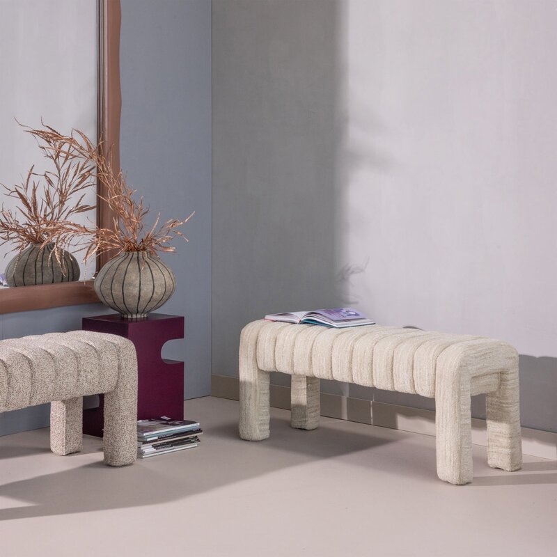 WOOOD-collectie Frex Gestoffeerd Bankje Boucle Naturel [Fsc]
