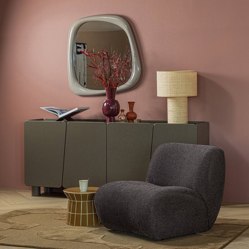 WOOOD-collectie Nomu Fauteuil Grove Chenille Antraciet [Fsc]