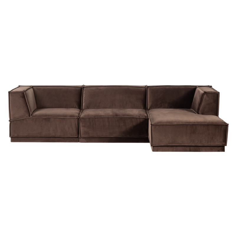 WOOOD-collectie Manu Chaise Longue Bank Rechts Velvet Bruin [Fsc]