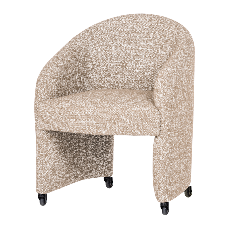WOOOD-collectie Cordo Eetkamerstoel Met Wielen Melange Naturel [Fsc]