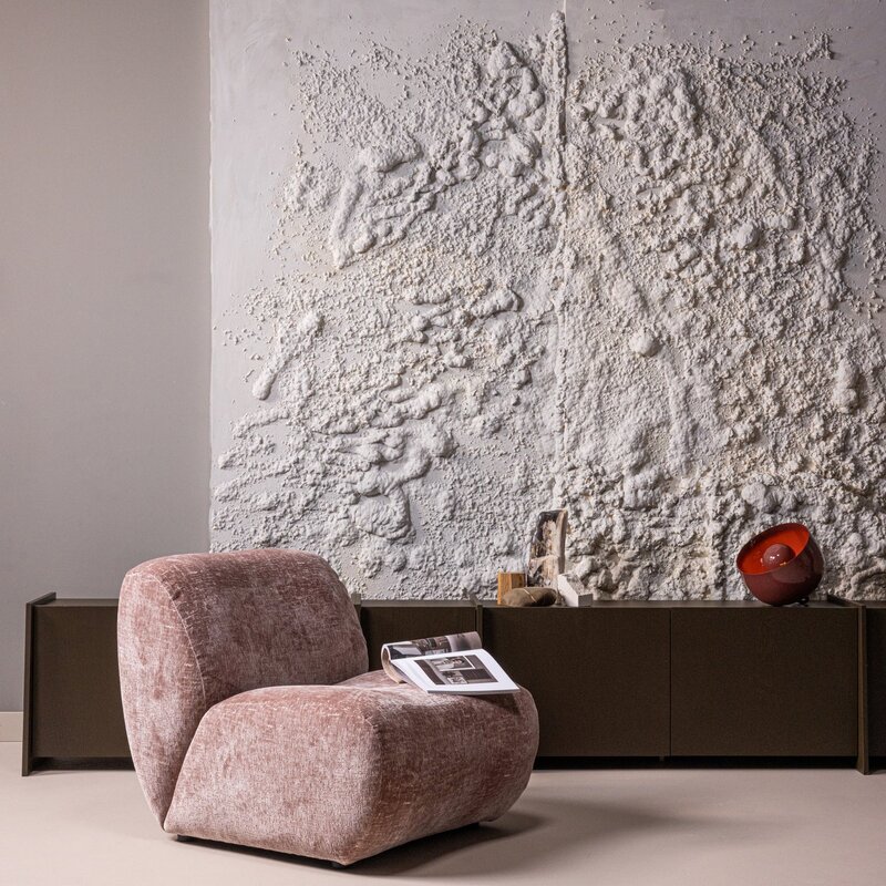WOOOD-collectie Nomu Fauteuil Craquele Velvet Lichtroze [Fsc]