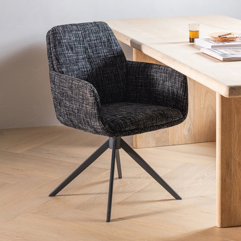 WOOOD-collectie Grant Eetkamerstoel Zwart Melange [Fsc]