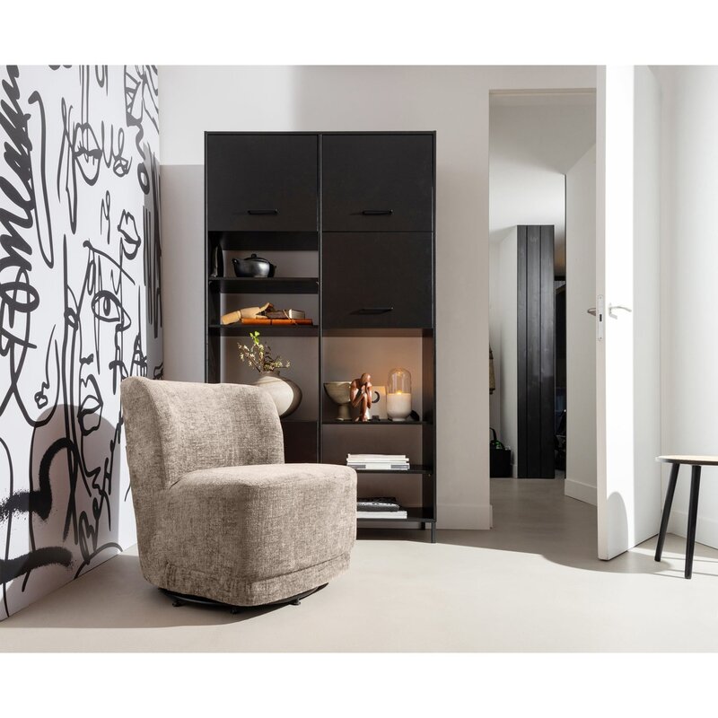 WOOOD-collectie Atty Draaifauteuil Velvet Zand