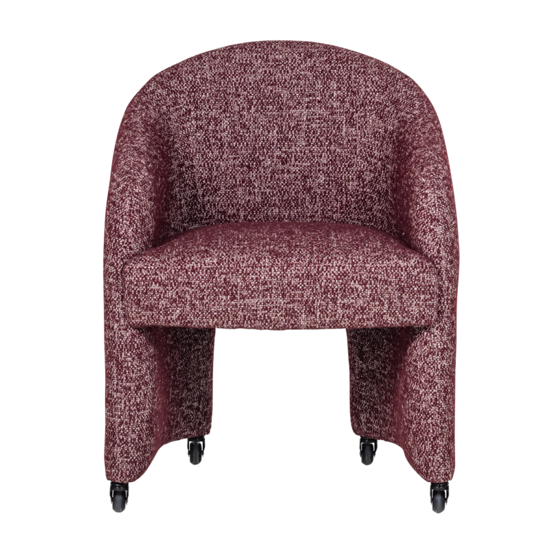 WOOOD-collectie Cordo Eetkamerstoel Met Wielen Melange Bordeauxrood [Fsc]