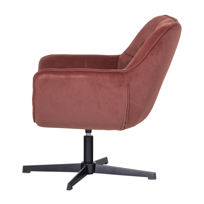WOOOD-collectie Wibo Draaifauteuil Mat Velvet Bruinrood [Fsc]