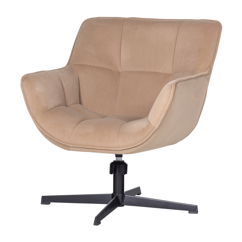 WOOOD-collectie Wibo Draaifauteuil Mat Velvet Zand [Fsc]