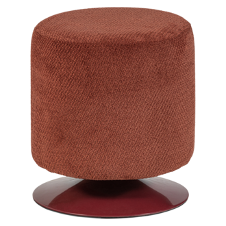 WOOOD Islen Ottoman with Swivel Base, Boucle Bordeaux Red