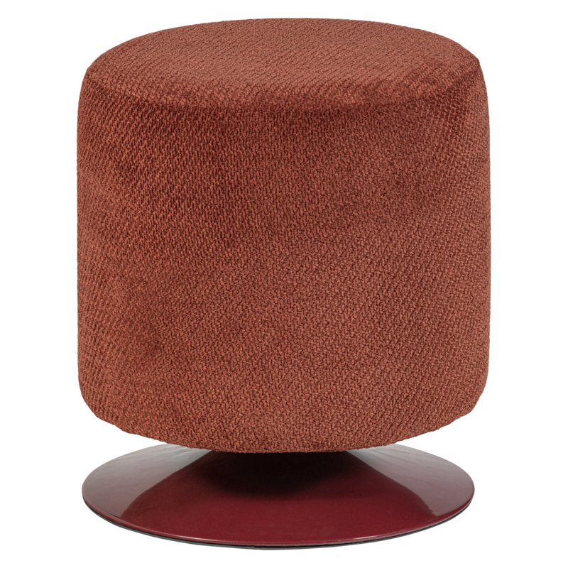 WOOOD-collectie Islen Ottoman with Swivel Base, Boucle Bordeaux Red