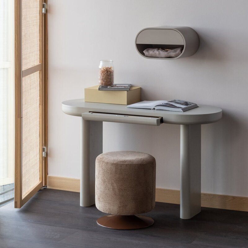 WOOOD-collectie Islen Poef Met Draaivoet Boucle Bruin