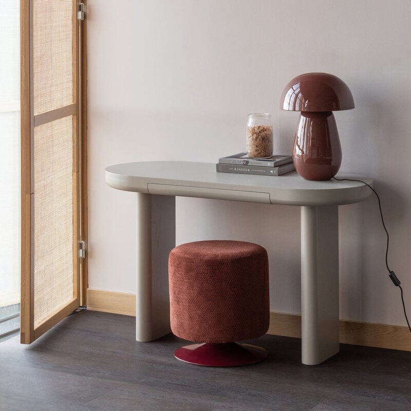 WOOOD-collectie Islen Poef Met Draaivoet Boucle Bordeauxrood