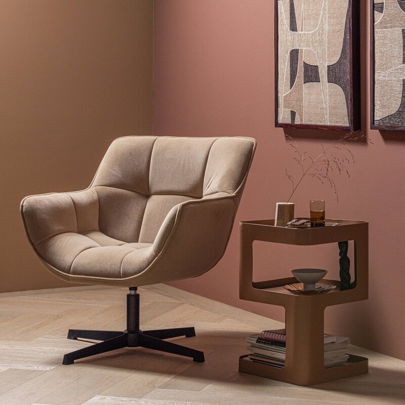 WOOOD-collectie Wibo Draaifauteuil Mat Velvet Zand [Fsc]