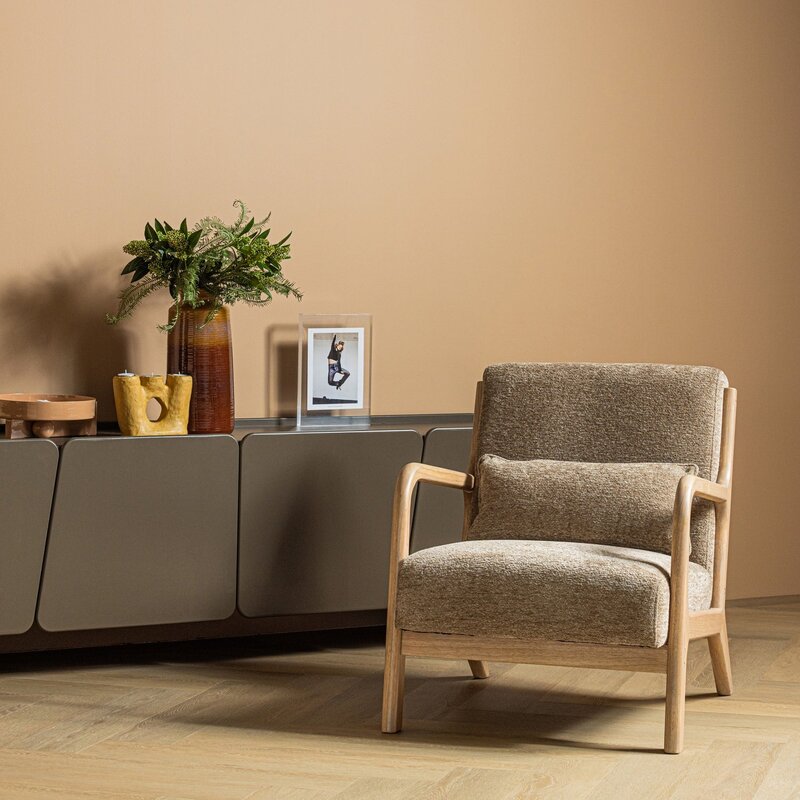 WOOOD-collectie Mark Chenille Armchair Sand
