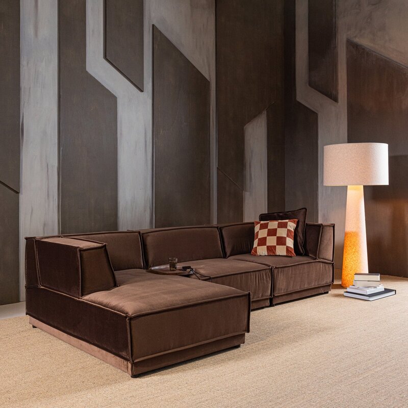 WOOOD-collectie Manu Chaise Longue Bank Links Velvet Bruin [Fsc]
