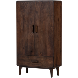 WOOOD Liya 2-Door Wardrobe Mango Wood Dark Brown