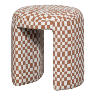 WOOOD Charlie Gestoffeerde Kruk Ruit Dessin Oranje