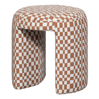 WOOOD Charlie Upholstered Stool Checkered Orange