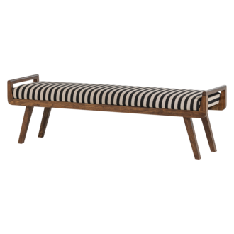 WOOOD Valo Bankje Hout Bruin Met Streepstof Zwart/Wit