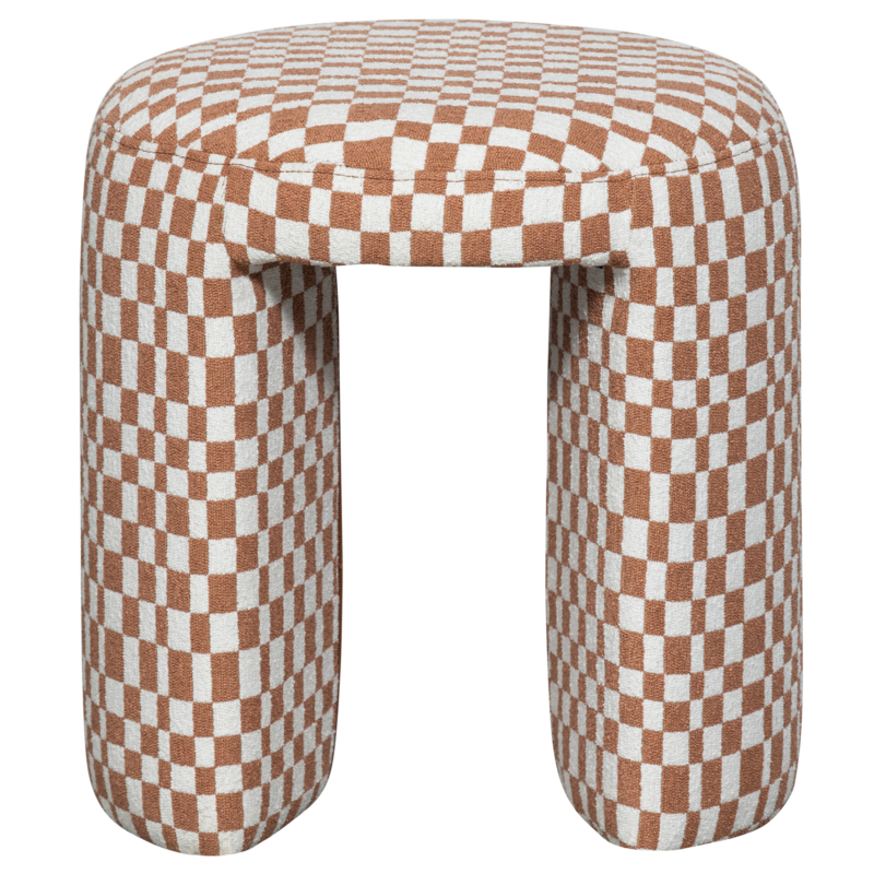 WOOOD-collectie Charlie Upholstered Stool Checkered Orange