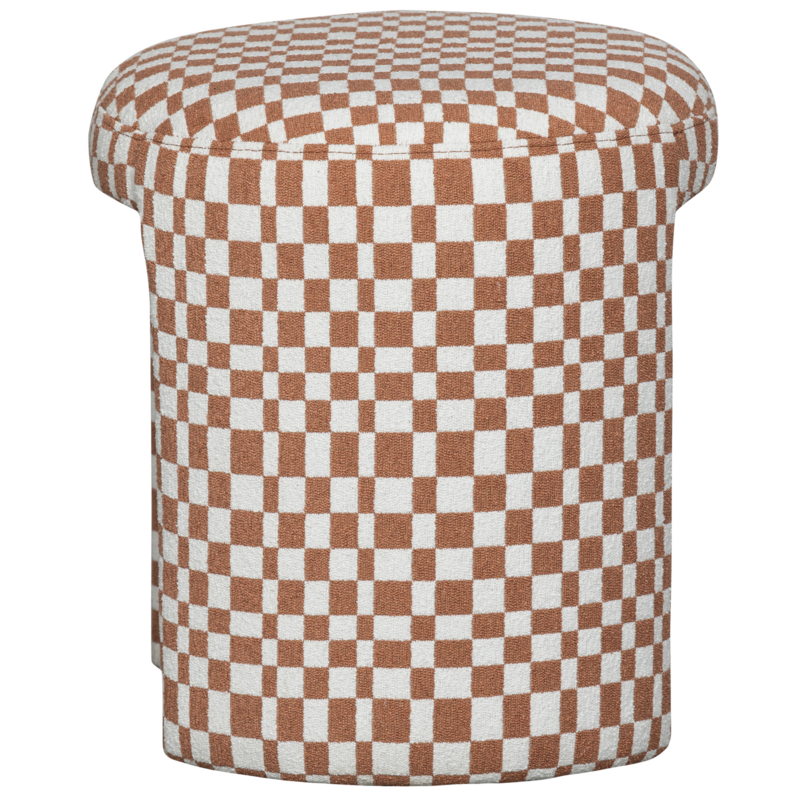 WOOOD-collectie Charlie Upholstered Stool Checkered Orange