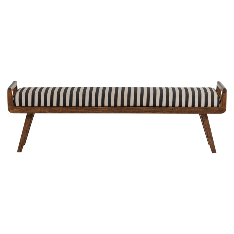 WOOOD-collectie Valo Bankje Hout Bruin Met Streepstof Zwart/Wit