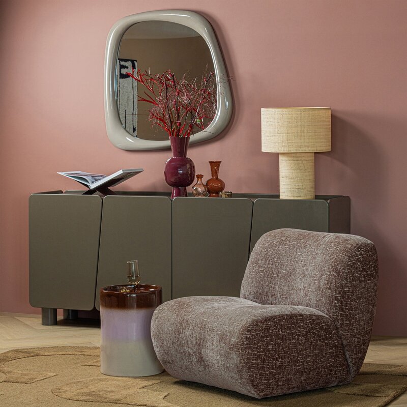 WOOOD-collectie Nomu Fauteuil Craquele Velvet Lichtbruin [Fsc]