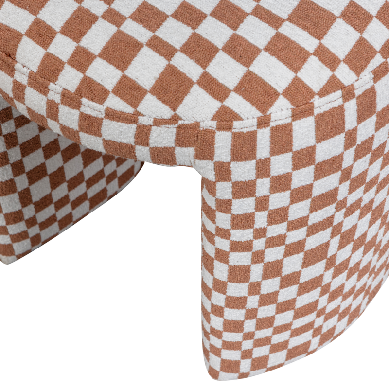 WOOOD-collectie Charlie Upholstered Stool Checkered Orange