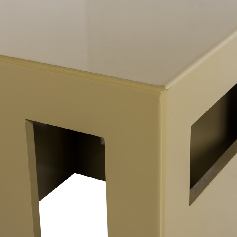 Modern Side Table MDF Wood High-Gloss Honey Yellow