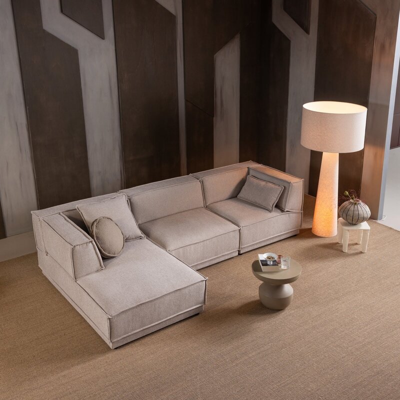 WOOOD-collectie Loft Floor Lamp XXL Metal/Boucle Natural 160x70cm