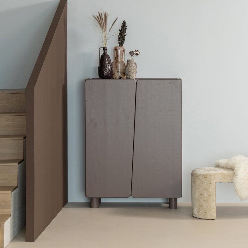 WOOOD-collectie Root 2-Deurs Kast Grenen Truffel Bruin [Fsc]