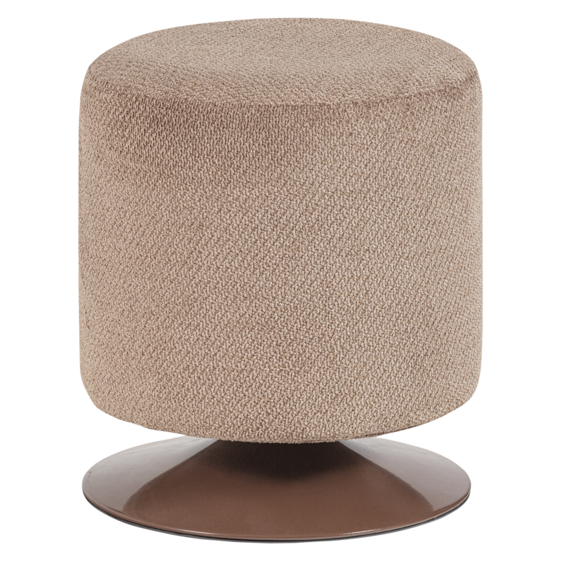 WOOOD-collectie Islen Poef Met Draaivoet Boucle Bruin