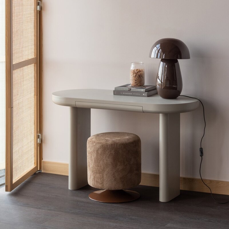 WOOOD-collectie Islen Poef Met Draaivoet Boucle Bruin