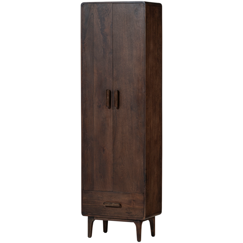 WOOOD-collectie Liya Hoge Kast Mangohout Donkerbruin