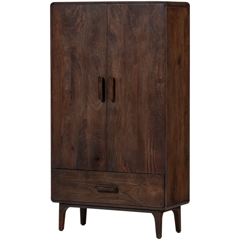 WOOOD-collectie Liya 2-Door Wardrobe Mango Wood Dark Brown