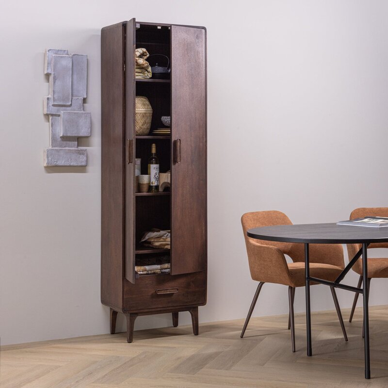 WOOOD-collectie Liya Hoge Kast Mangohout Donkerbruin