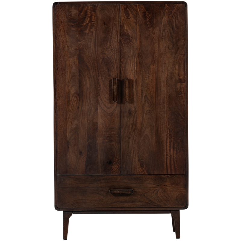 WOOOD-collectie Liya 2-Door Wardrobe Mango Wood Dark Brown