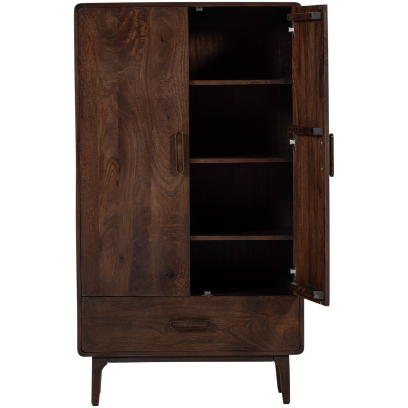 WOOOD-collectie Liya 2-Door Wardrobe Mango Wood Dark Brown