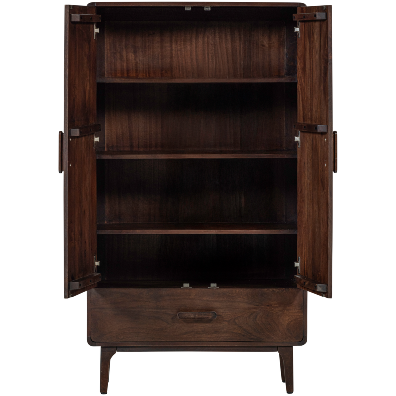 WOOOD-collectie Liya 2-Door Wardrobe Mango Wood Dark Brown