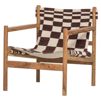 WOOOD Zano Armchair Wood Brown with Kilim Seat Natural
