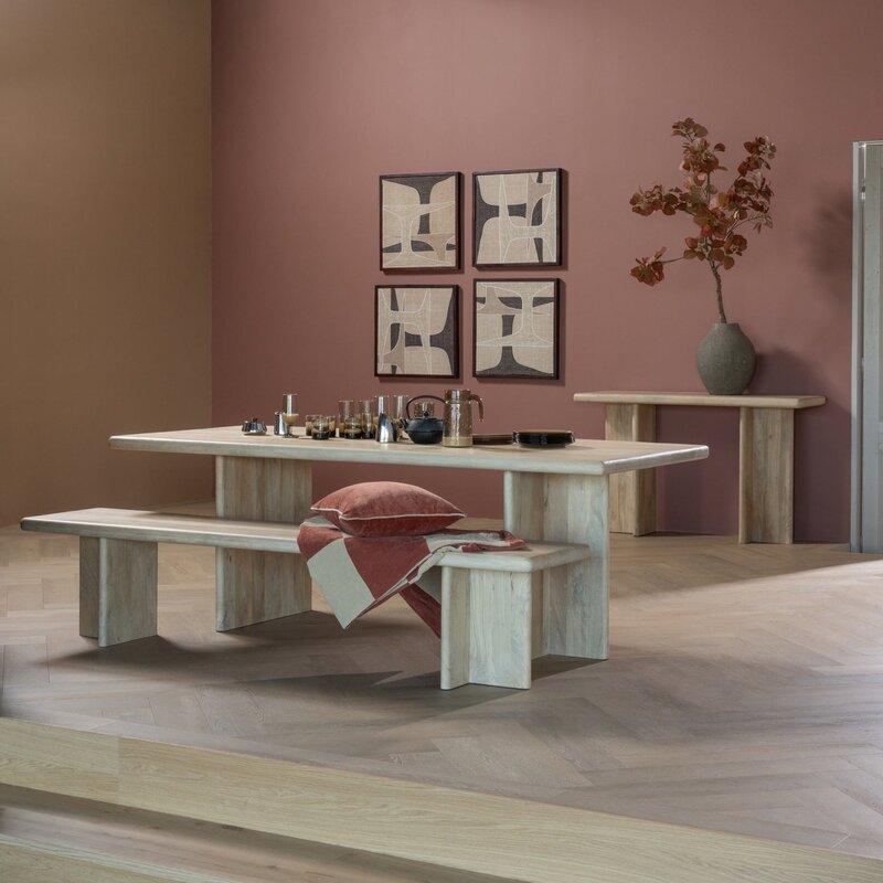 WOOOD-collectie Ato Eetbankje 220X45 Cm Mangohout Naturel