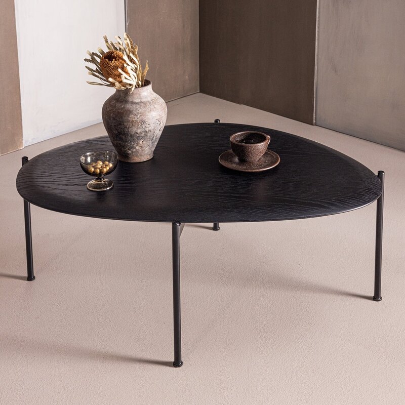 WOOOD-collectie Kota Salontafel 36X92X68 Cm Mdf/Fineer Zwart